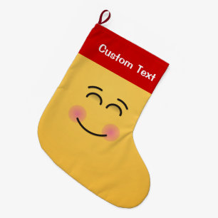 Meia De Natal Grande Rosto sorridente com olhos sorridentes Pequenos de