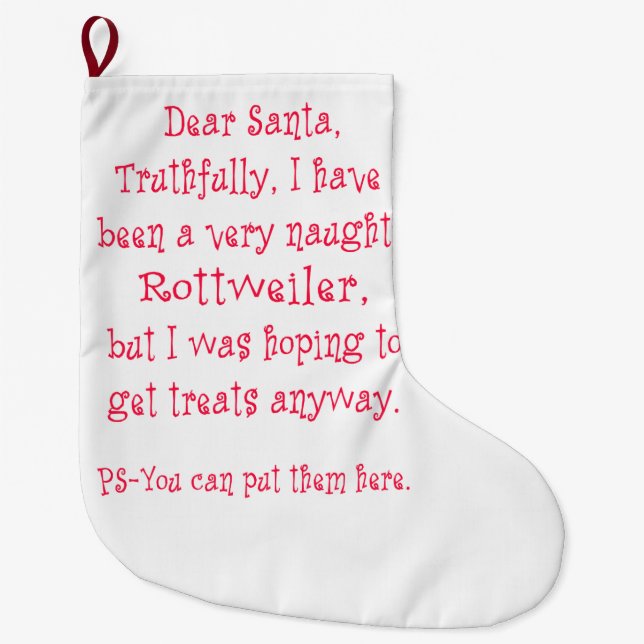 Meia De Natal Grande Rottweiler impertinente (Frente)
