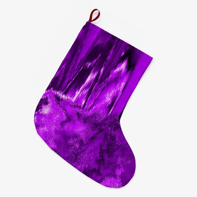 Meia De Natal Grande Roxo brilhante derretido (Frente (Pendurada))