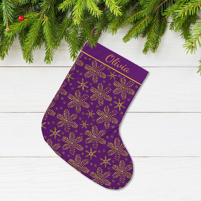 Meia De Natal Grande Roxo e Dourado Personalizado (Criador carregado)