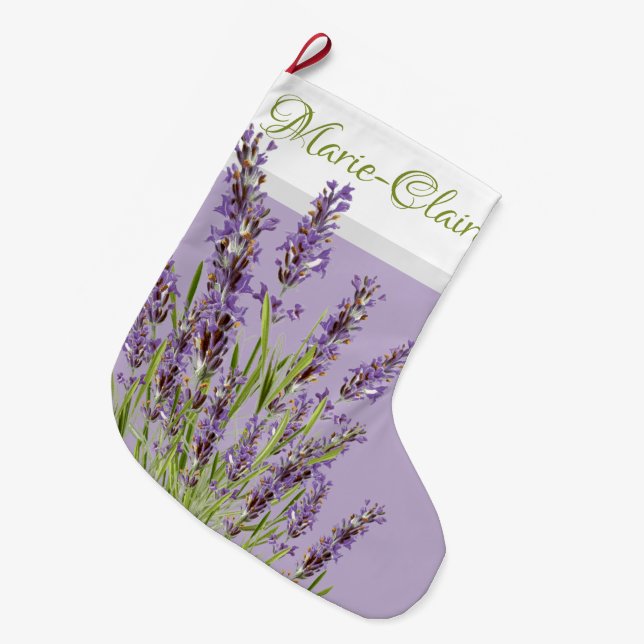 Meia De Natal Grande Roxo Lavanda Francês Personalizado (Frente (Pendurada))