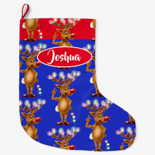 Meia De Natal Grande Rudolph Reindeer costume meninos estocação de nata