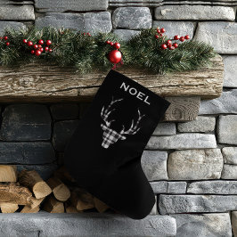 Meia De Natal Grande Rustic Elegant Christmas Plaid Deer Stockings