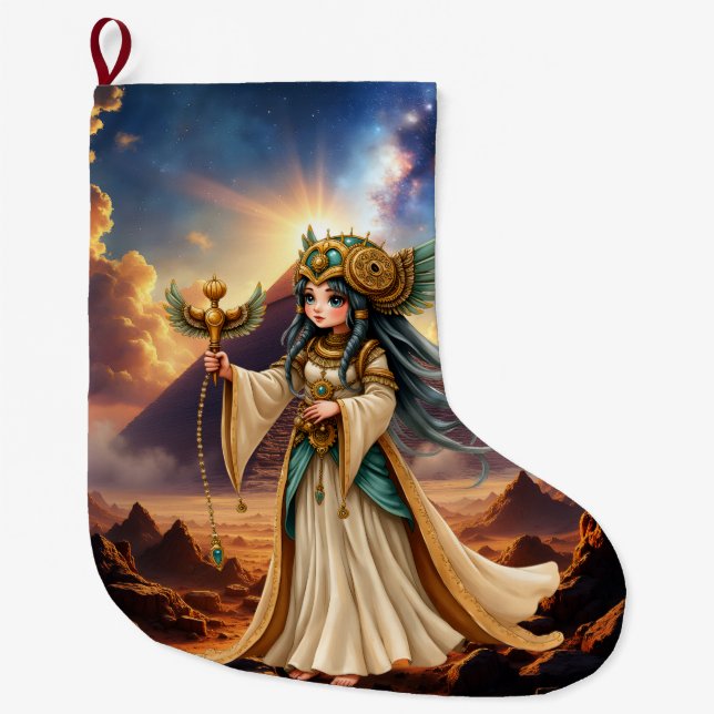 Meia De Natal Grande Sacerdotisa Celestial da Pirâmide Dourada. (Frente)