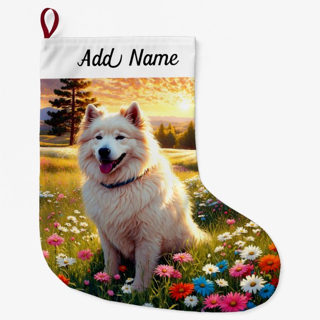 Meia De Natal Grande Samoyed (Frente)