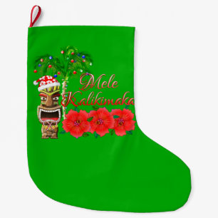Meia De Natal Grande Santa Claus Tiki Mele Kalikimaka