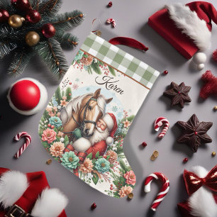 Meia De Natal Grande Santa Clause com Natal de Cavalo