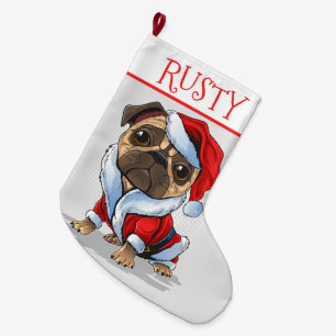 Meia de Natal Grande Santa Pug