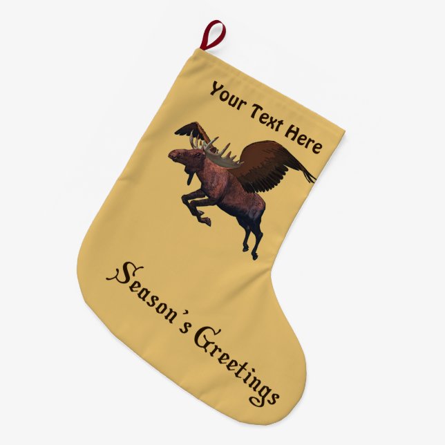 Meia De Natal Grande Saudações da temporada - Moose Voadora (Frente (Pendurada))