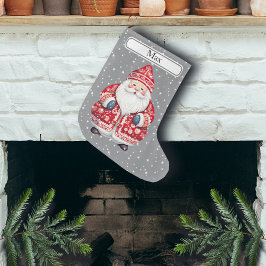 Meia De Natal Grande Scandinavian Folk Santa Claus - Nome