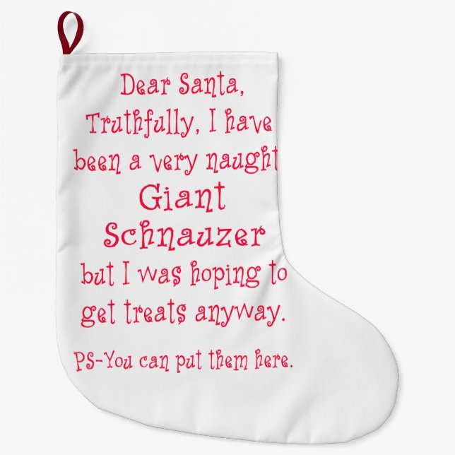 Meia De Natal Grande Schnauzer gigante impertinente (Frente)