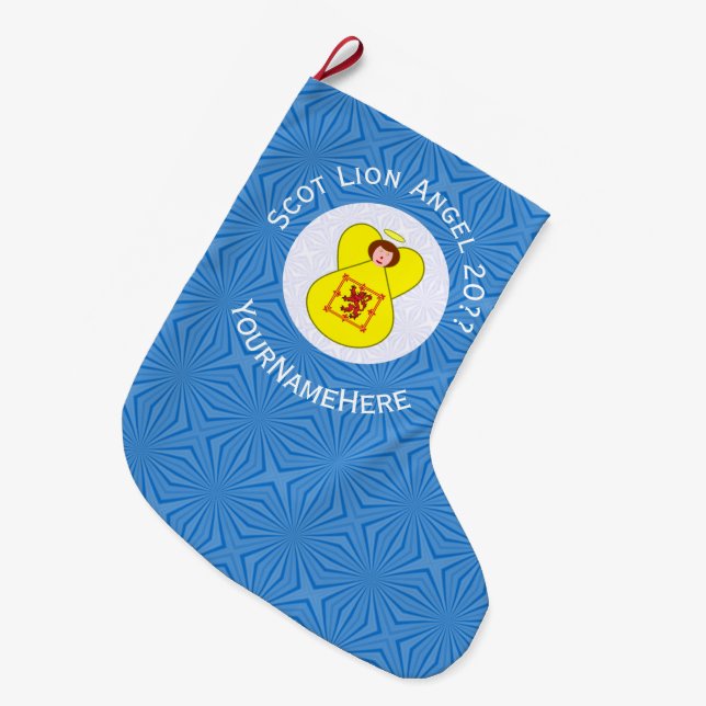 Meia De Natal Grande Scot Lion Rampant Angel Hanukkah Flag Personalizad (Frente (Pendurada))