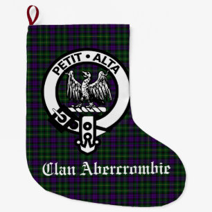 Meia De Natal Grande Scottish Clan Abercrombie Crest & Tartan