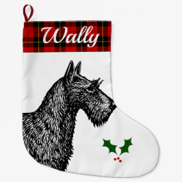 Meia De Natal Grande Scottish Terrier com o Tartan de Wallace do clã