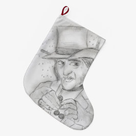 Meia De Natal Grande Scrooge em Preto e Branco