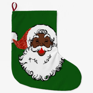 Meia De Natal Grande sequin African santa claus christmas stock