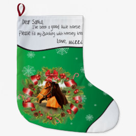 Meia De Natal Grande Seu nome de FOTO Cavalo Caros Papais noeis ao Redo
