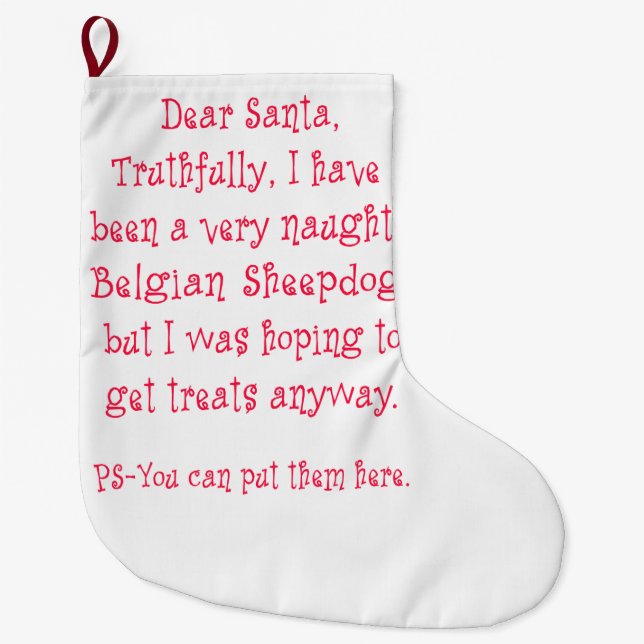 Meia De Natal Grande Sheepdog belga impertinente (Frente)