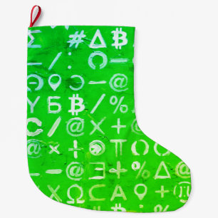 Meia De Natal Grande Símbolos do Bitcoin (Lucro Brilhante Verde - 8)