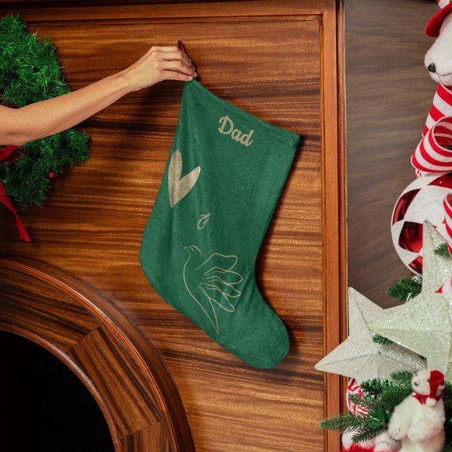 Meia De Natal Grande Simple Peace & Love Dove Photo Christmas Card (Criador carregado)