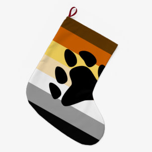 Meia De Natal Grande Sinalizador do Orgulho de Urso com Pata