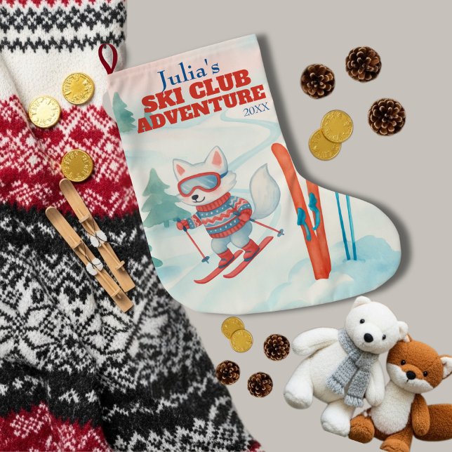 Meia De Natal Grande Ski Club Adventure Baby Arctic Fox (Ski Club Adventure Baby Arctic Fox Large Christmas Stocking)