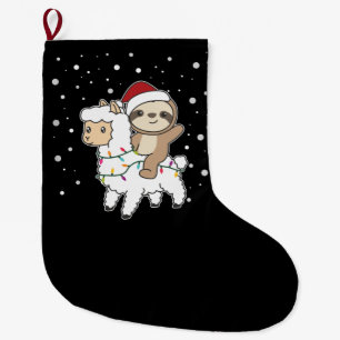 Meia De Natal Grande Sloth Lama Natal Snow Animais De Inverno