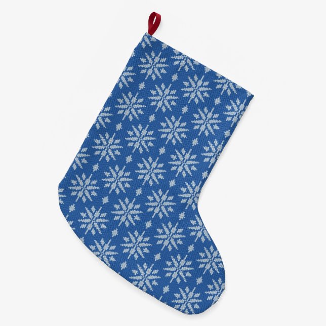 Meia De Natal Grande Snowfall Knit (Frente (Pendurada))