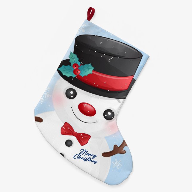 Meia De Natal Grande Snowman de Natal (Frente (Pendurada))