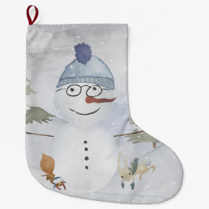 Meia De Natal Grande Snowman e Winter Woodland Amigos
