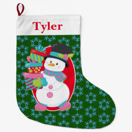 Meia De Natal Grande Snowman With Christmas Presents