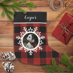 Meia De Natal Grande Snowy Buffalo Xadrez Cachorro de Natal