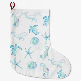 Meia De Natal Grande Sob O Mar