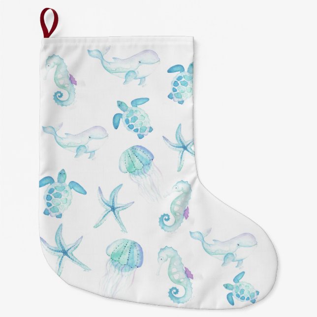 Meia De Natal Grande Sob O Mar (Frente)