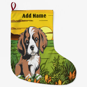 Meia De Natal Grande Spaniel Marrom