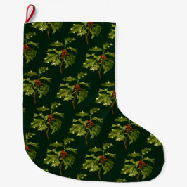 Meia De Natal Grande Sprig of Holly Christmas Red Berry 