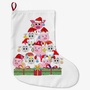 Meia De Natal Grande Suínos e Ovinos de Natal Bons
