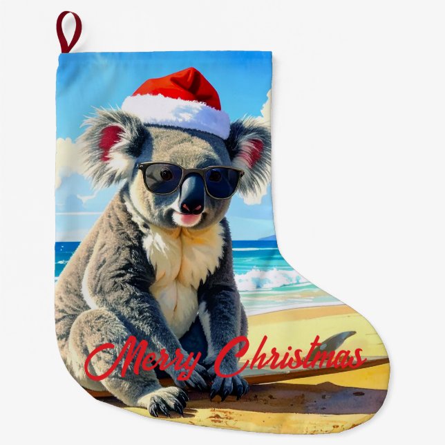 Meia De Natal Grande Sun e Surf Koala Santa Hat (Frente)