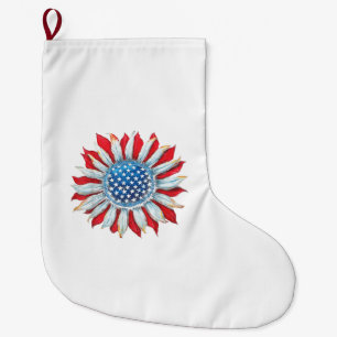 Meia De Natal Grande Sunflower American Flag 4 de julho Women Men Meri
