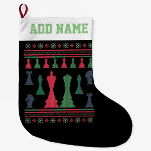 Meia De Natal Grande Sweater De Natal Feio Do Jogador De Xadrez