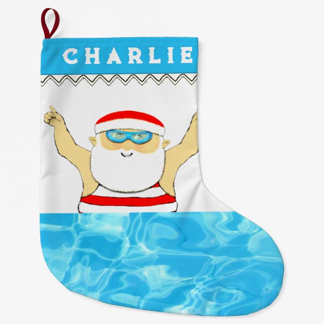 Meia De Natal Grande Swimmer Personalizado Grande Estoque de Natal (Frente)