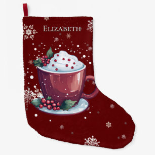 Meia De Natal Grande Taça de Chocolate Quente Vermelha Personalizada de