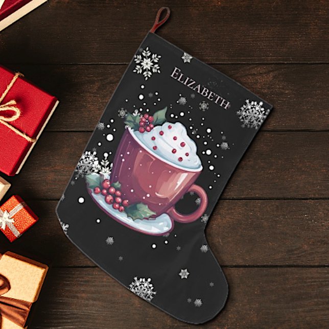 Meia De Natal Grande Taça Natal de Chocolate Quente Personalizado (Criador carregado)