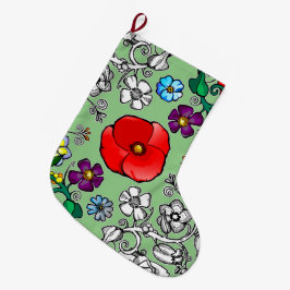 Meia De Natal Grande Tapis de fleurs au coquelicot