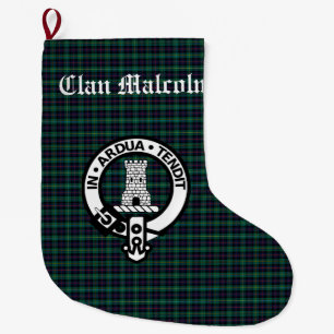 Meia De Natal Grande Tartan e Brasão do Clã Malcolm