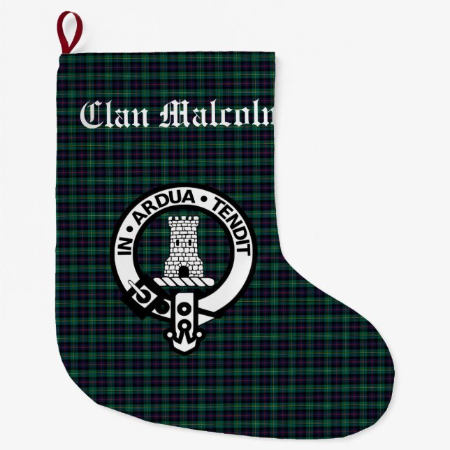 Meia De Natal Grande Tartan e Brasão do Clã Malcolm (Frente)