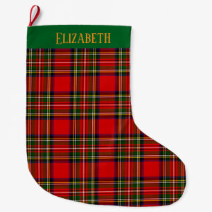Meia De Natal Grande Tartan Plaid Personalizado do Clã Royal Stewart