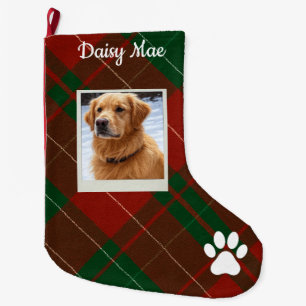 Meia De Natal Grande Tartan Roxo e Verde Xadrez Pet Personalizado