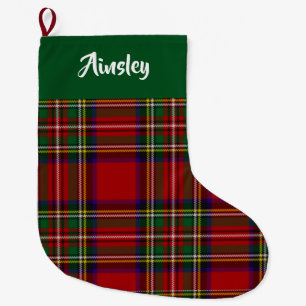 Meia De Natal Grande Tartan Royal Stewart Escocês Personalizado (Top Ve