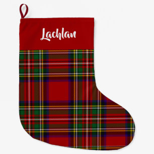 Meia De Natal Grande Tartan Royal Stewart Escocês Personalizado (Topo V